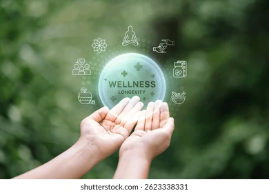 wellness longevity infographic over human 260nw 2623338331